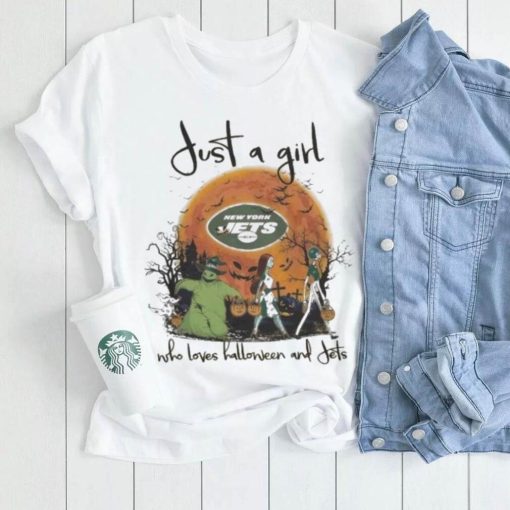 Design the nightmare before Christmas just a girl who loves halloween and new york jets shirt