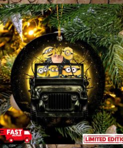 Despicable Me Gru And Minions Ride Jeep Funny Halloween Moonlight Perfect Gift For Holiday Ornament