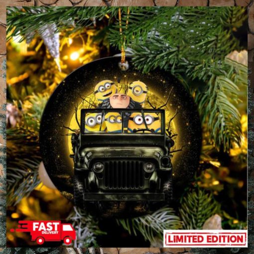 Despicable Me Gru And Minions Ride Jeep Funny Halloween Moonlight Perfect Gift For Holiday Ornament