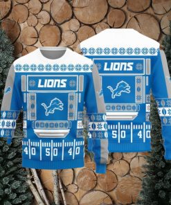 Detroit Lions Christmas Ball Snowfalke Pattern Knitted Sweater