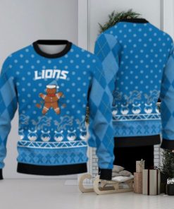 Detroit Lions Christmas Gingerbread Man Ugly Christmas Sweater Cute Christmas Gift