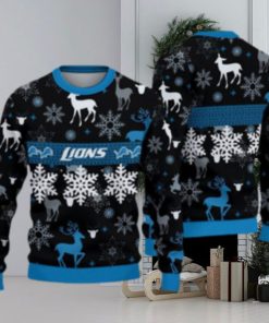 Detroit Lions Christmas Pattern Ugly Christmas Sweater Wreath AOP Gift For Fans