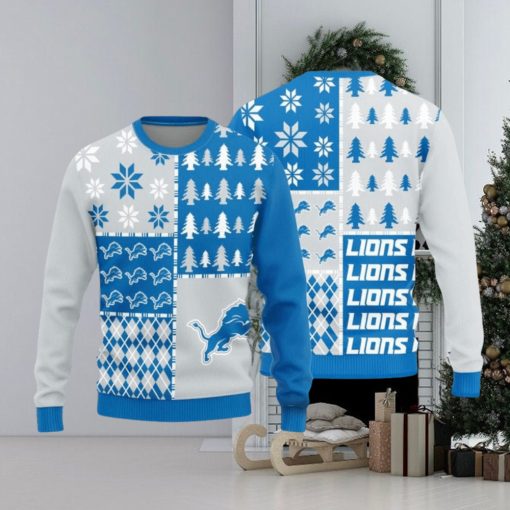 Detroit Lions Christmas Pine Trees Pattern New Style Knitted Sweater