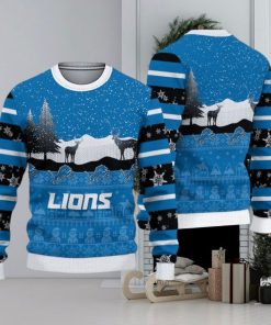 Detroit Lions Christmas Reindeers Pattern Ugly Sweater For Men Women