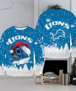 Detroit Lions Christmas Skull Snowboard Halloween Ugly Sweater For Men And Women Gift Christmas