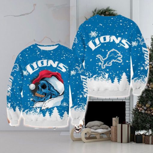 Detroit Lions Christmas Skull Snowboard Halloween Ugly Sweater For Men And Women Gift Christmas