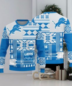 Detroit Lions Christmas Snowflakes Pattern New Style Knitted Sweater