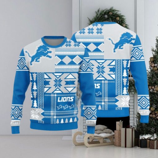 Detroit Lions Christmas Snowflakes Pattern New Style Knitted Sweater