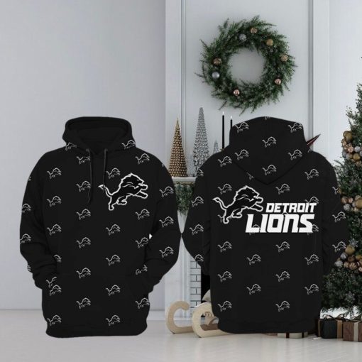 Detroit Lions Football Mascot Full Black Design 3D Hoodie