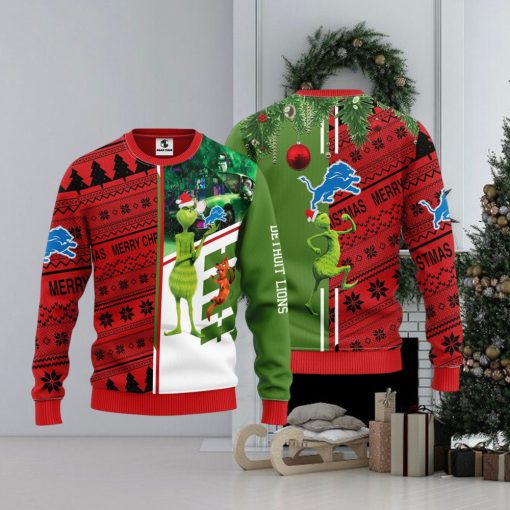 Detroit Lions Grinch & Scooby Doo Christmas Ugly Sweater 1