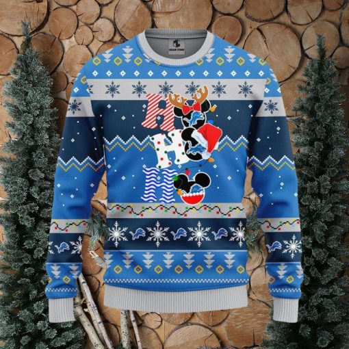 Detroit Lions HoHoHo Mickey Christmas Ugly Sweater Christmas Gift Ideas For Fans