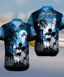 Detroit Lions Mickey Mascot Design Hawaiian Shirt
