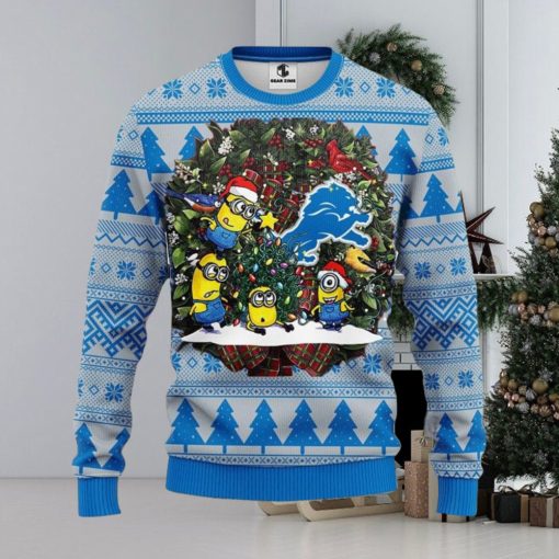 Detroit Lions Minion Christmas Ugly Sweater 3D Christmas Xmas Sweater