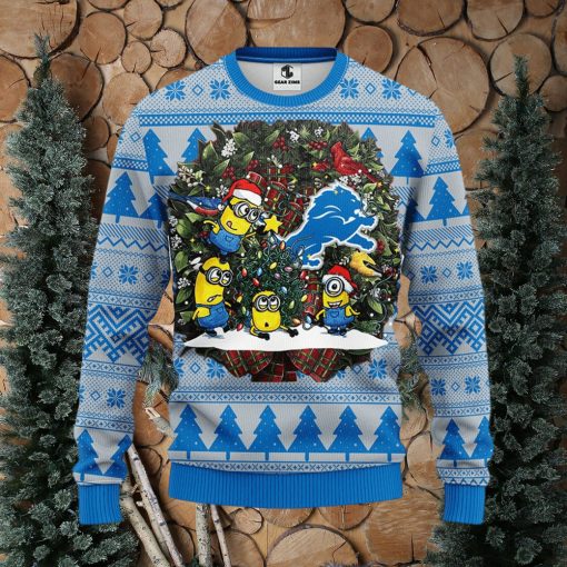 Detroit Lions Minion Christmas Ugly Sweater