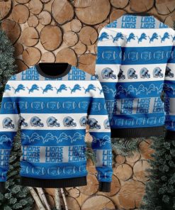 Detroit Lions NFL American Football Team Logo Helmet Symbols Ugly Christmas Sweater