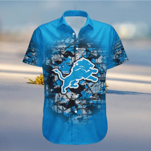 Detroit Lions NFL Camouflage Vintage Custom Name And Number Hawaiian Shirt