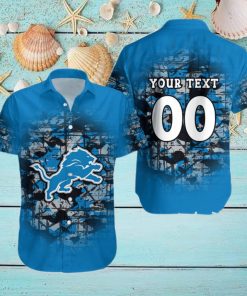 Detroit Lions NFL Camouflage Vintage Custom Name And Number Summer Gift For Fans Hawaiian Shirt