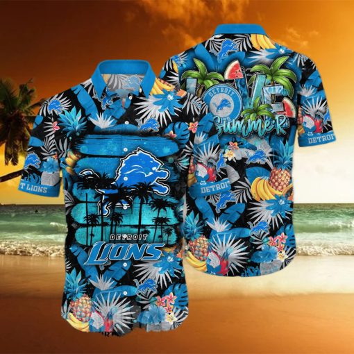 Detroit Lions NFL Flower 3D Full Printed Hawaiian Shirt