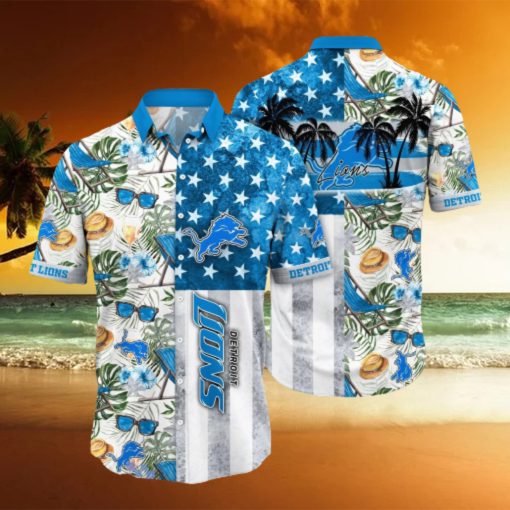 Detroit Lions NFL Flower Funny Summer Beach Pattern Aloha Hawaiian Shirt