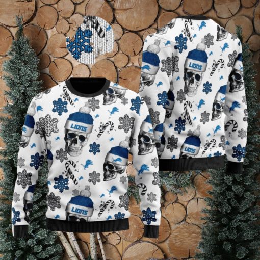 Detroit Lions NFL Football Team Santa Skulls Knitted Christmas Sweater AOP Holiday