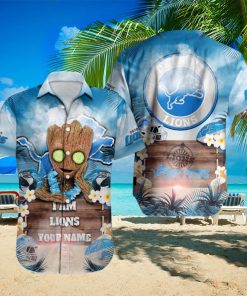 Detroit Lions NFL Hawaiian Shirt Baby Groot Lover Custom Name For Fans
