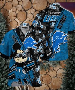 Detroit Lions NFL Summer Hawaii Shirt Mickey And Floral Pattern For Sports Fans