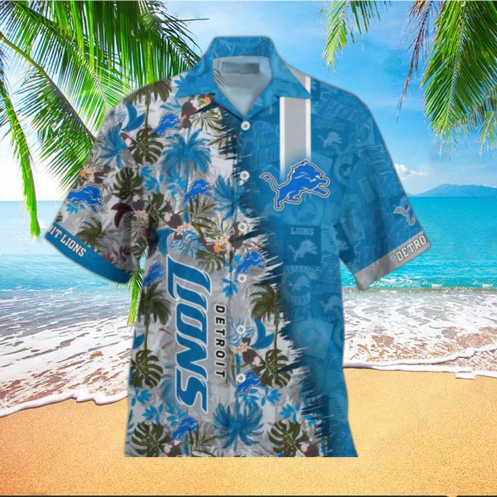 NFL Detroit Lions Blue Silver Hawaiian Shirt Aloha Shirt