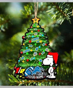 Detroit Lions Personalized Your Name Snoopy And Peanut Ornament Christmas Gifts For NFL Fans SP161023139ID03