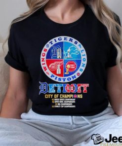 Detroit Lions Pistons Red Wings and Tigers city of champions shirt