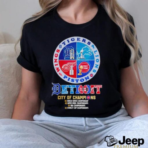 Detroit Lions Pistons Red Wings and Tigers city of champions shirt