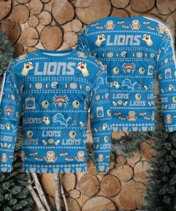 Detroit Lions Pumpkin Halloween Spooky Ghost Pattern Funny 3D Sweater Men And Women Gift