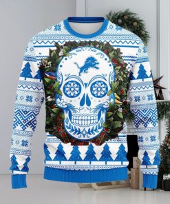 Detroit Lions Skull Flower Ugly Christmas Ugly Sweater