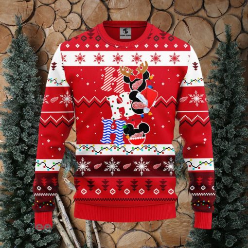 Detroit Red Wings Hohoho Mickey Christmas Ugly Sweater