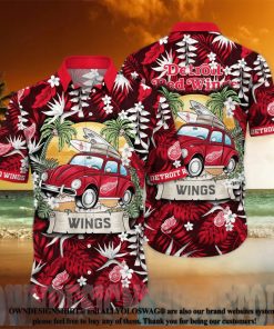 Detroit Red Wings NHL Floral 3D Full Printed Hawaiian Shirt