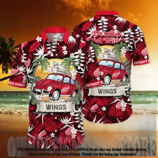 Detroit Red Wings NHL Floral 3D Full Printed Hawaiian Shirt