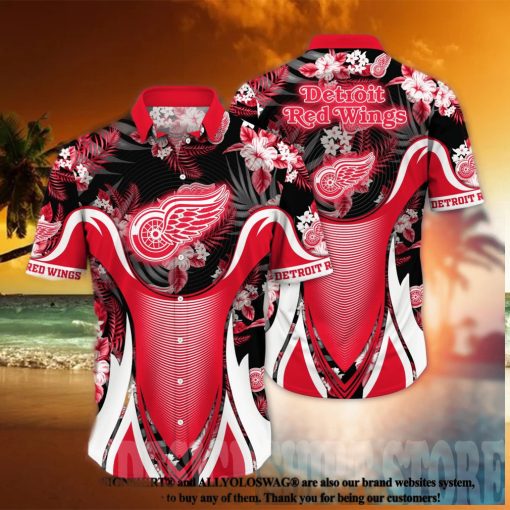 Detroit Red Wings NHL Floral All Over Print Hawaiian Shirt