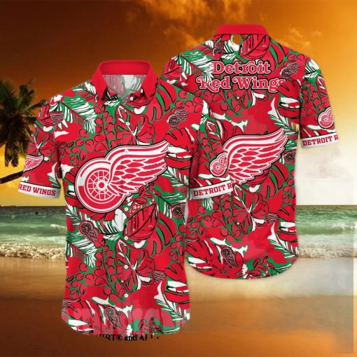 Detroit Red Wings NHL Floral Full Print 3D Hawaiian Shirt