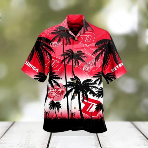 Detroit Red Wings Nhl Palm Hawaiian Shirt