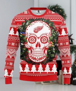 Detroit Red Wings Skull Flower Ugly Christmas Ugly Sweater 3D Christmas Xmas Sweater