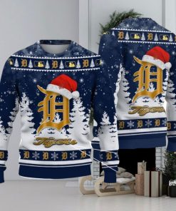 Detroit Tigers Logo Wearing Santa Hat Christmas Gift Ugly Christmas Sweater Christmas Gift Ideas