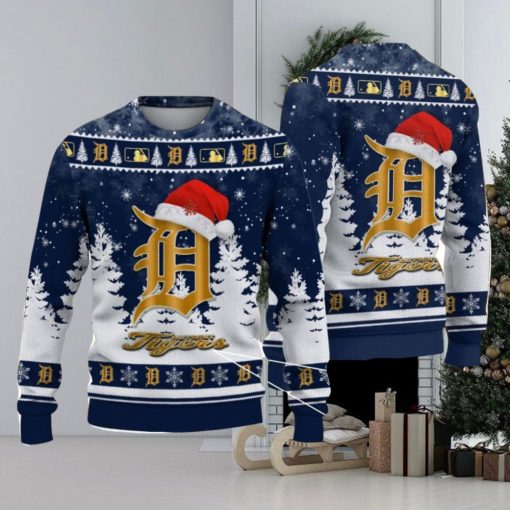 Detroit Tigers Logo Wearing Santa Hat Christmas Gift Ugly Christmas Sweater Christmas Gift Ideas