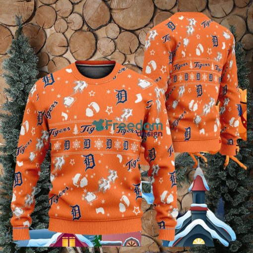 Detroit Tigers MLB Snow Santa Reindeer Ugly Christmas Sweater AOP Gift For Fans