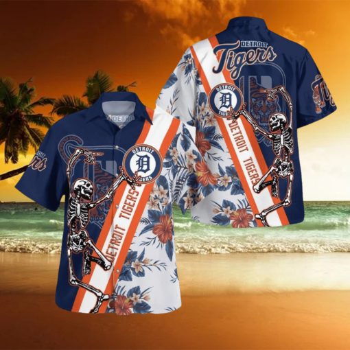 Detroit Tigers Skull Set Hawaiian Shirt And Short For Men And Women