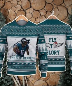 Devonta Smith Philadelphia Eagles The Slim Reaper Fly To Glory NFL Christmas Ugly Sweater