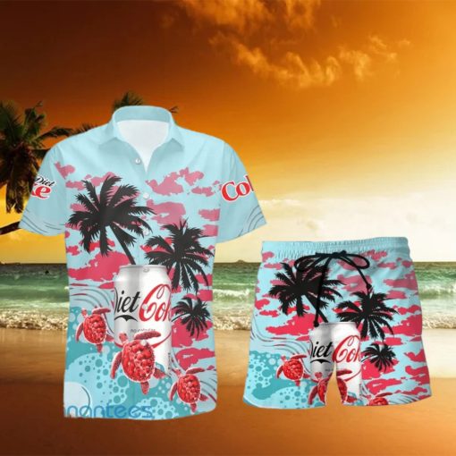 Diet Coke Lover Turtles Palm Tree Custom Name Hawaiian Shirt