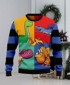 Dinosaur Color Ugly Christmas Sweater