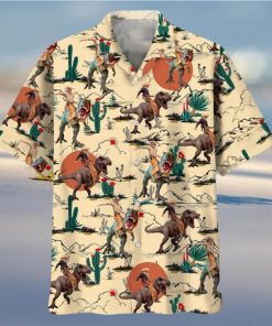 Dinosaur Desert Hawaiian Shirt, Cowboys and Dinosaur Hawaiian, Dinosaur Hawaiian, Jurassic Park Shirt, Tropical Dinosaur, Cowboy Hawaii