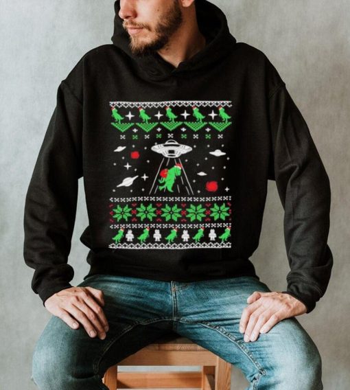 Dinosaur Ugly Christmas Sweater Alien Ufo T Rex Abduction Shirt