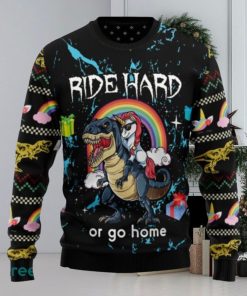 Dinosaur Unicorn Ride Hard, Ugly Christmas Sweatshirt