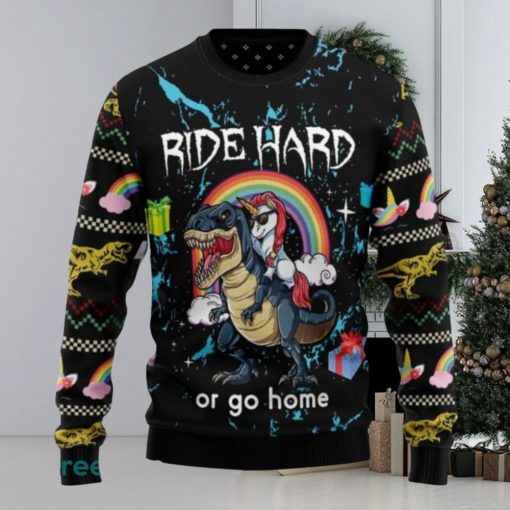 Dinosaur Unicorn Ride Hard, Ugly Christmas Sweatshirt